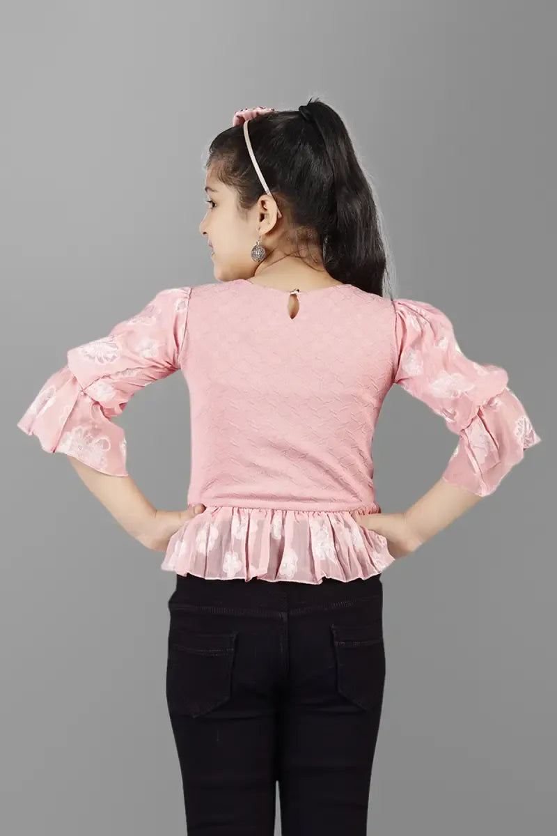 Girl's Cotton Blend Solid Tunic - Pink - View 14