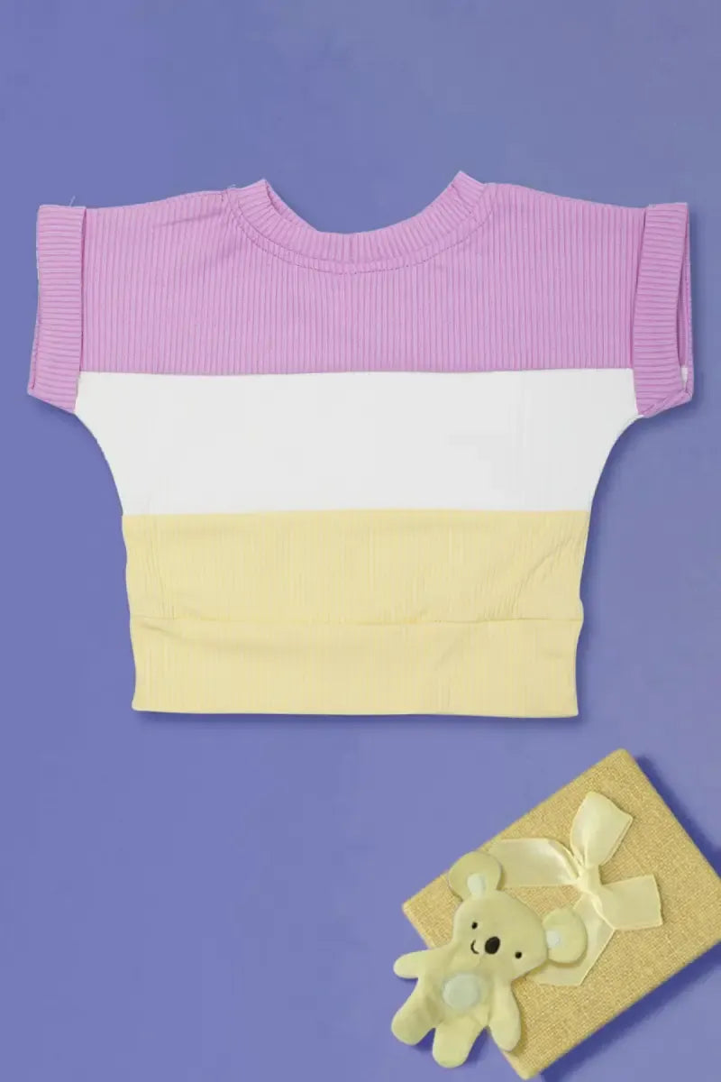 Corduroy Printed Top for Baby Girl - Lavender & Yellow - View 8