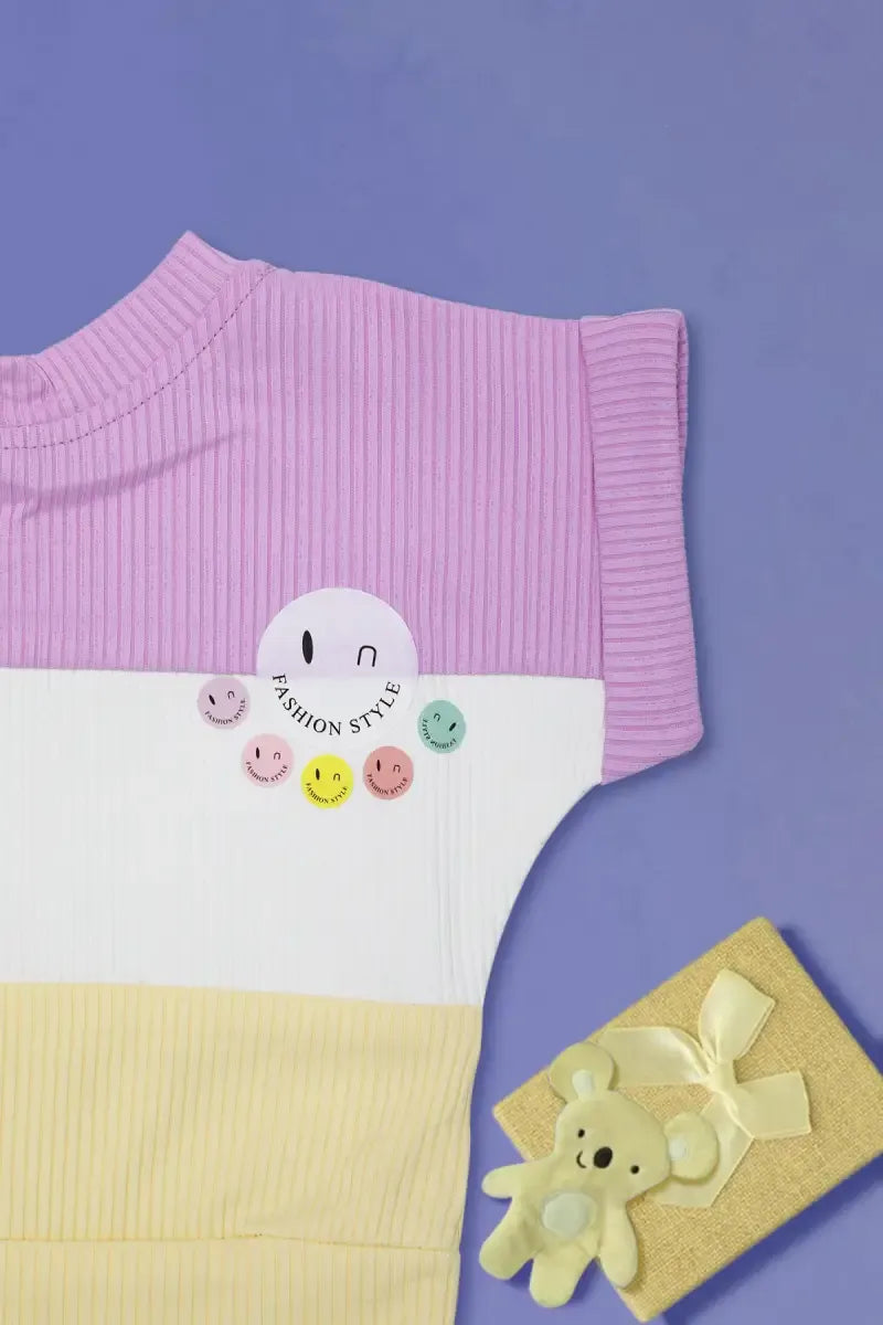 Corduroy Printed Top for Baby Girl - Lavender & Yellow - View 9
