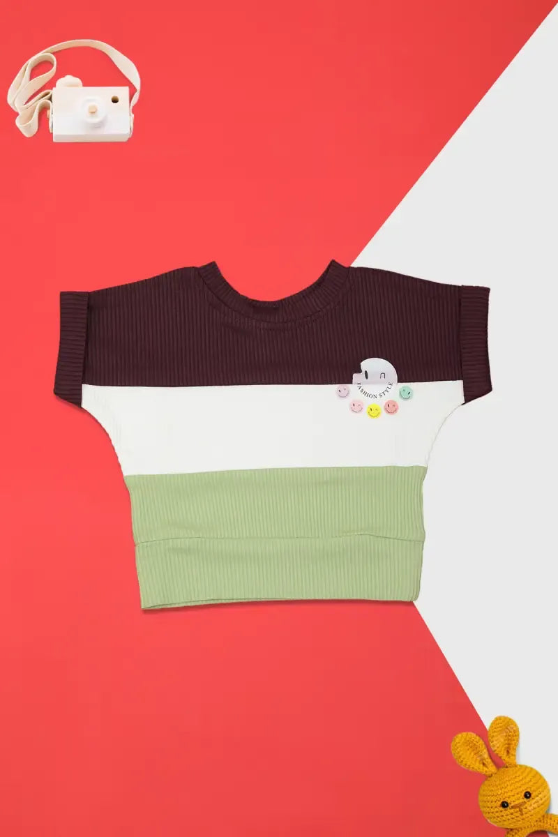 Corduroy Printed Top for Baby Girl - Wine & Olive - View 19
