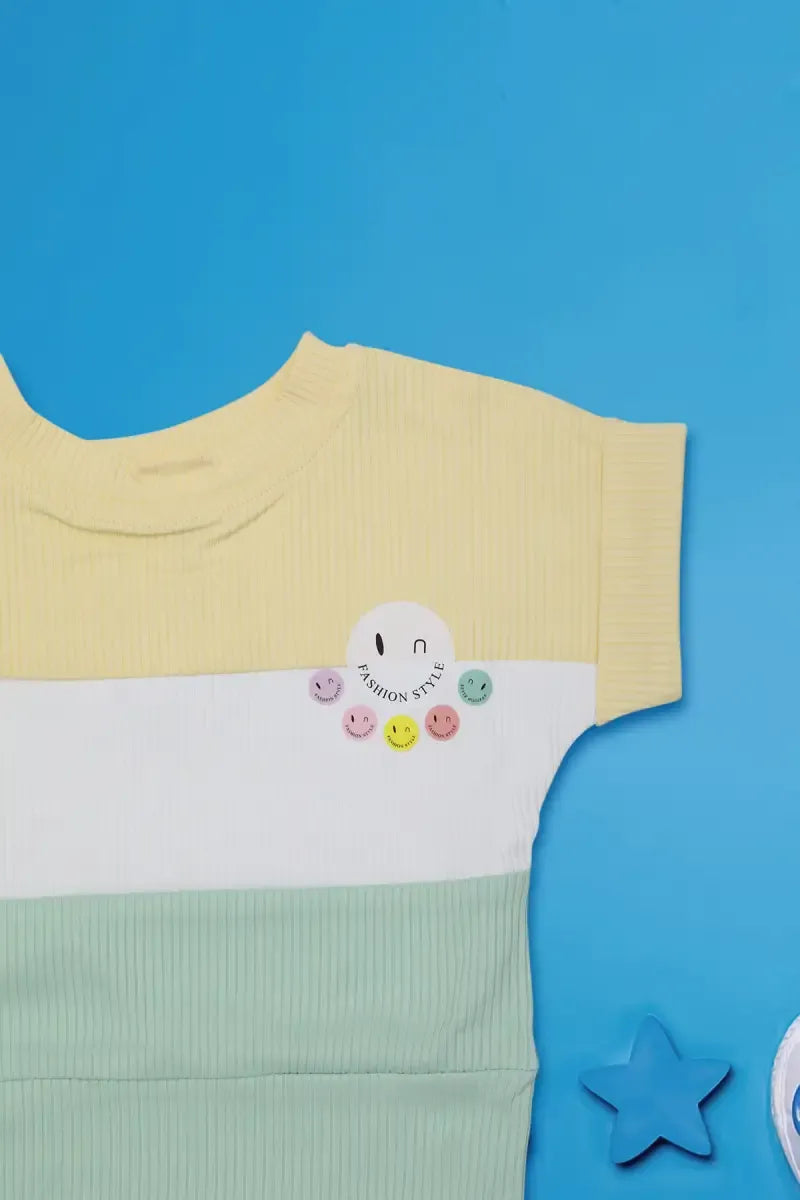 Corduroy Printed Top for Baby Girl - Yellow & Light Grey - View 24