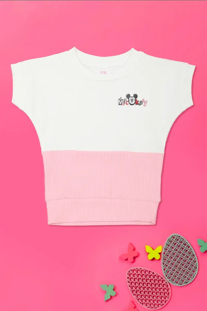 Baby Girl's Corduroy Printed Top - Baby Pink - View 1