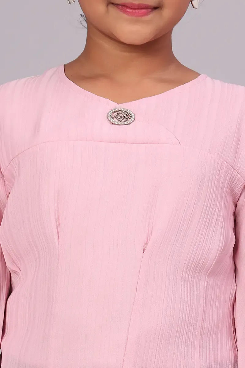 Girl's Georgette Solid Top - Pink - View 11