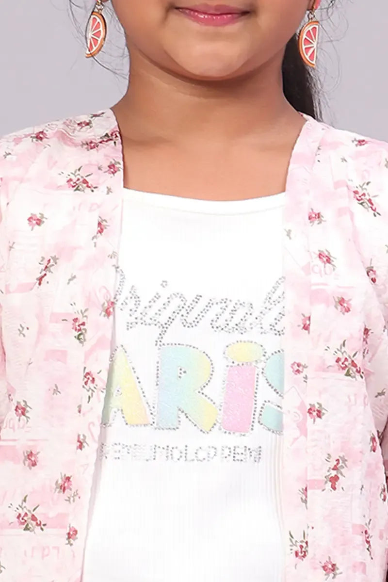 Girl's Georgette Printed Top - Baby Pink - View 5