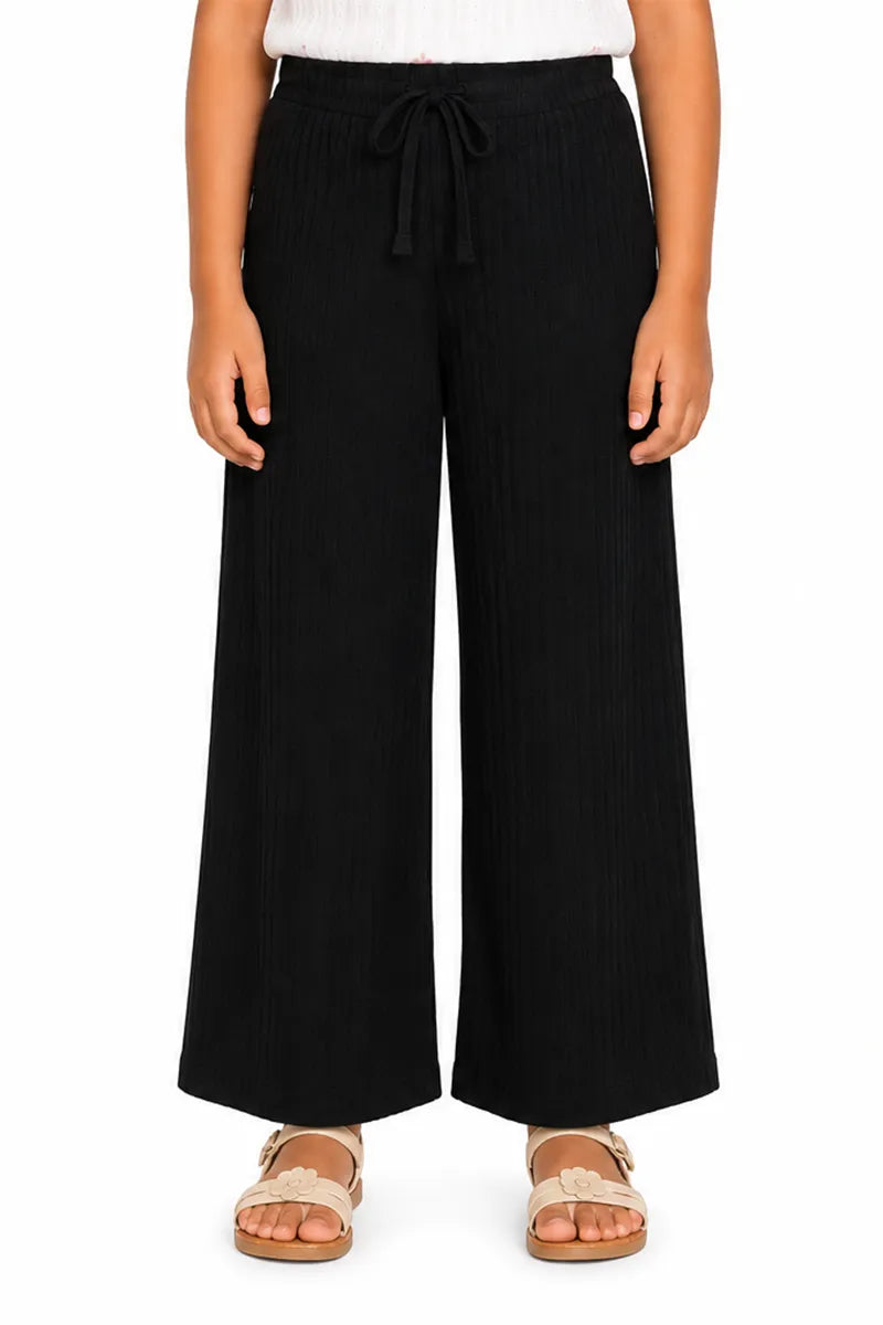 Girl's Lycra Solid Palazzos - Black - View 1