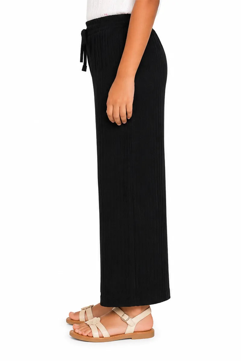 Girl's Lycra Solid Palazzos - Black - View 2
