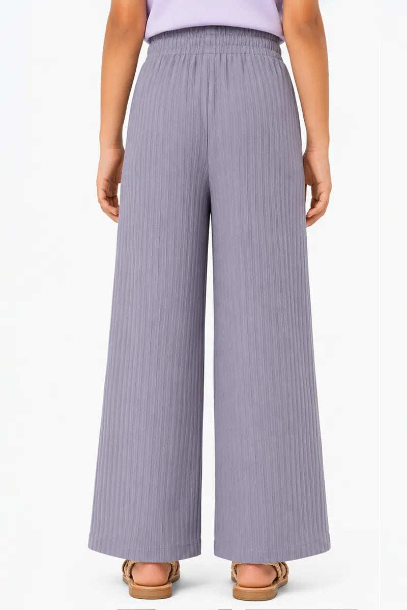 Girl's Lycra Solid Palazzos - Grey - View 19