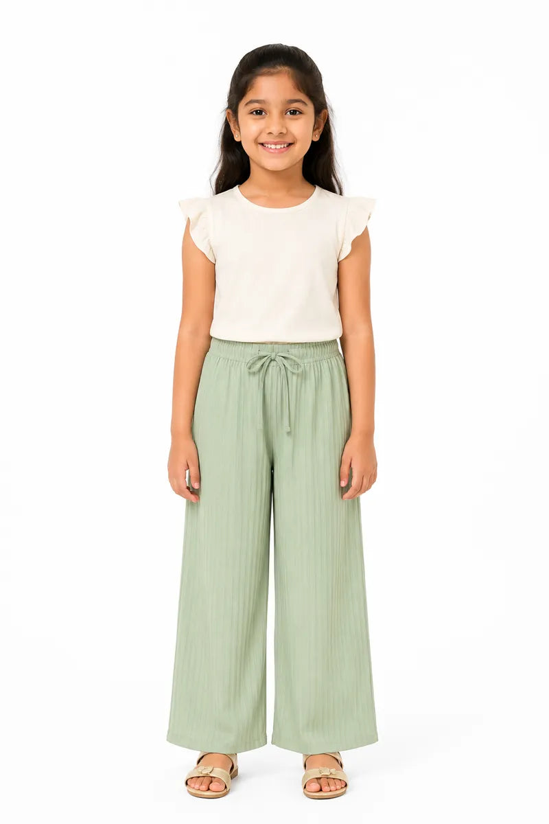 Girl's Lycra Solid Palazzos - Light Grey - View 24