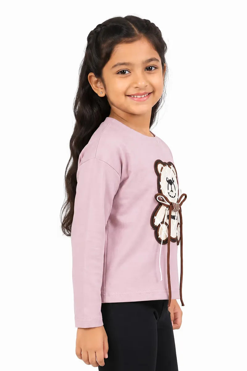 Lycra Solid T-Shirt for Girl - Dusty Pink - View 6