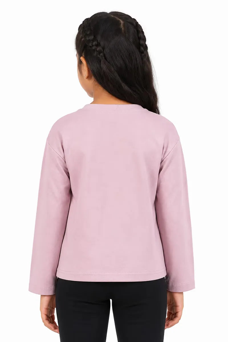 Lycra Solid T-Shirt for Girl - Dusty Pink - View 7