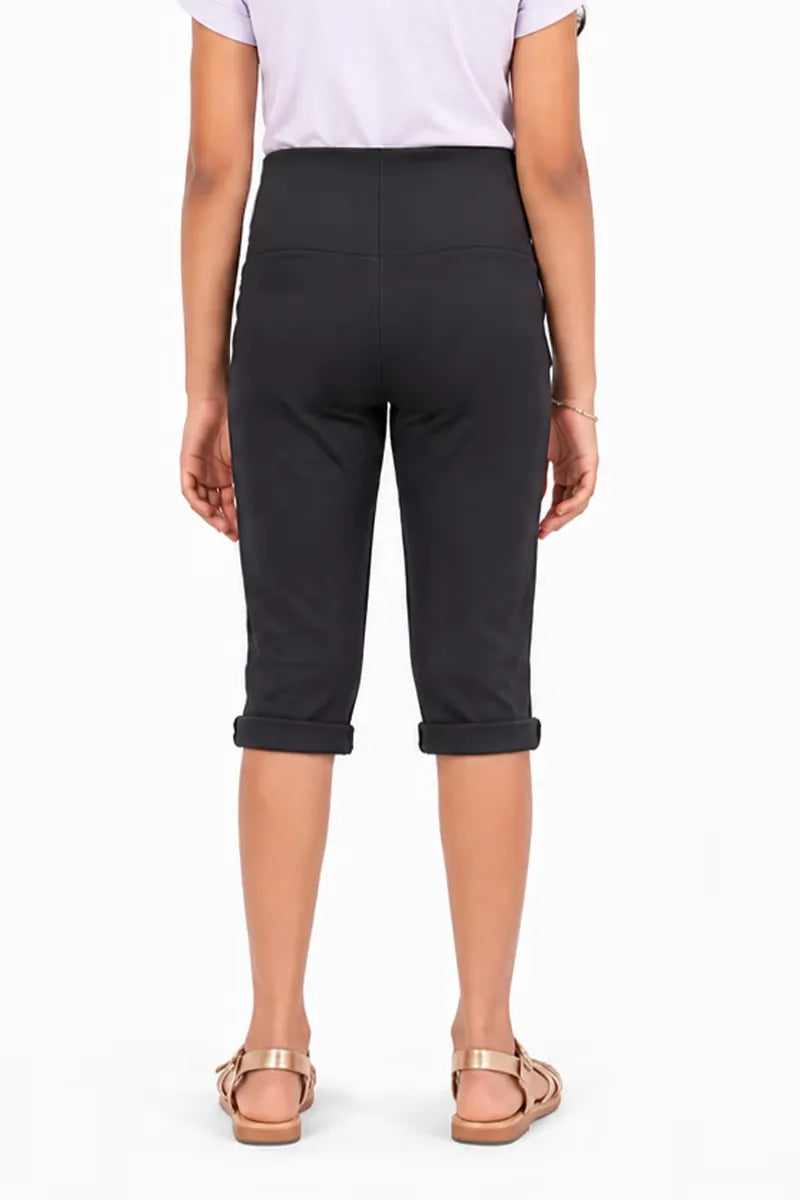 Girl's Lycra Solid Capri - Grey - View 7