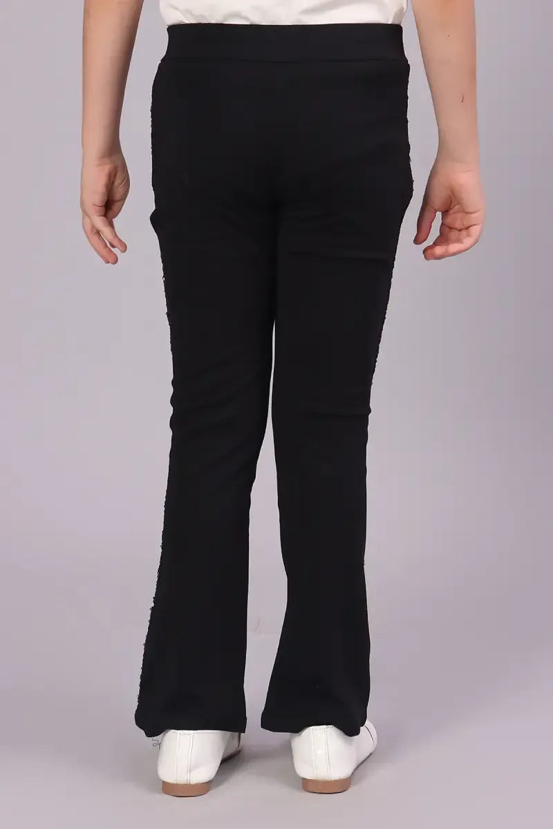 Girl's Lycra Solid Pant - Black - View 6