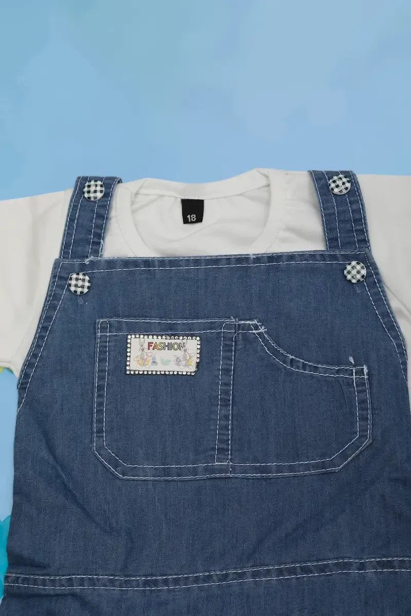 T-Shirt with Pinafore for Baby Girl - Blue - View 2