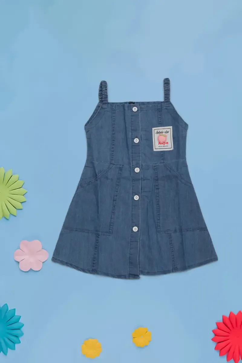 Just Born Girl's Solid T-Shirt with Pinafore Set - Blue - View 4