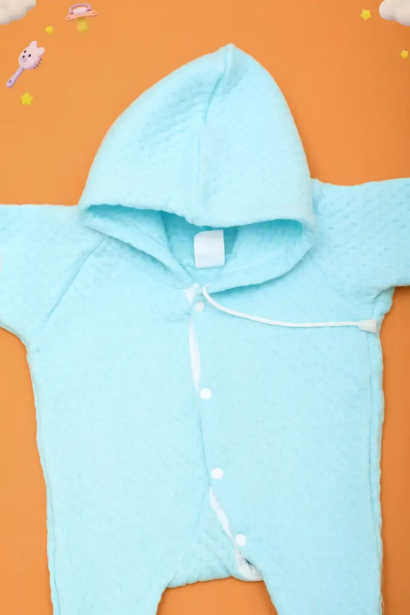 Woolen Sleepsuit for New Born Baby - Blue - View 2