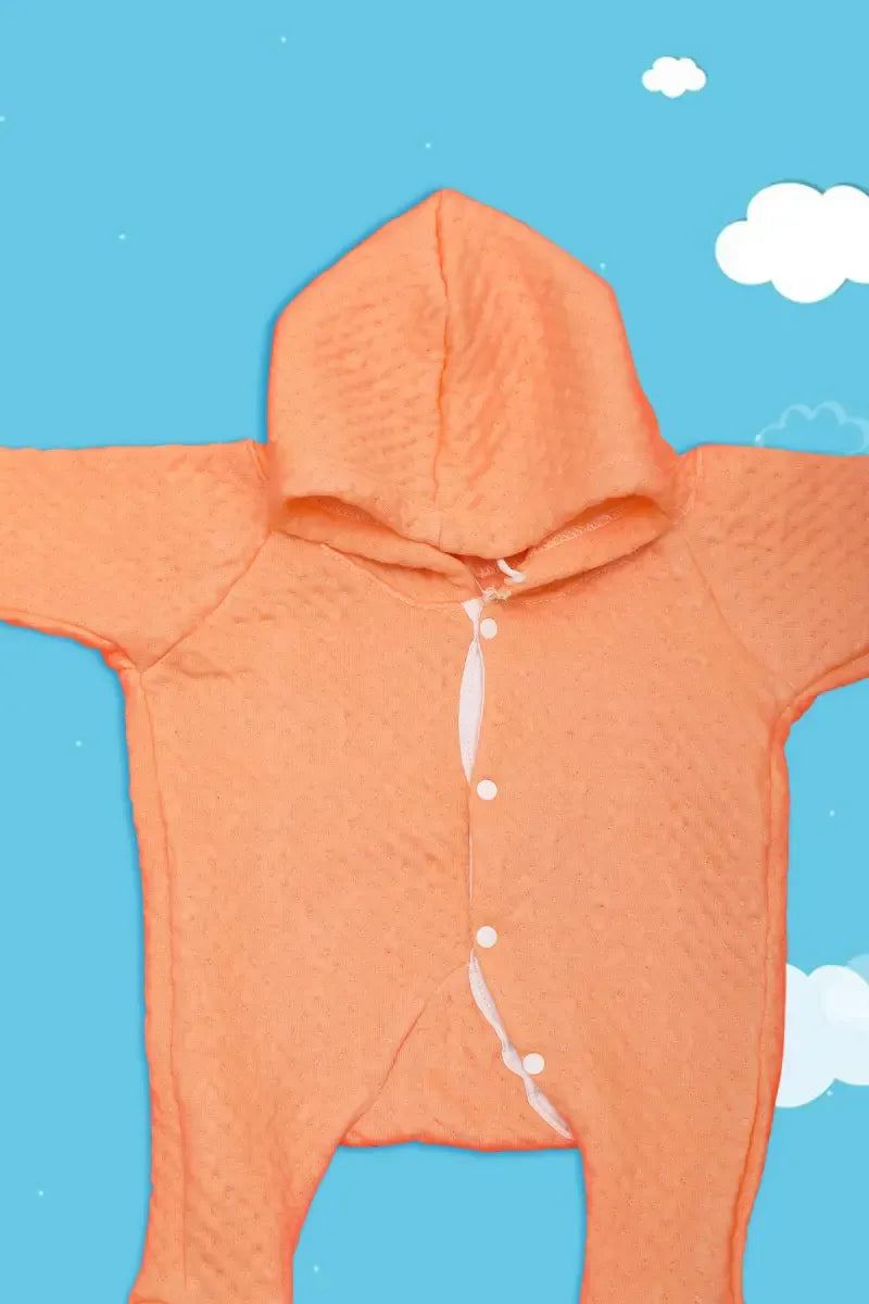 Woolen Sleepsuit for New Born Baby - Orange - View 6