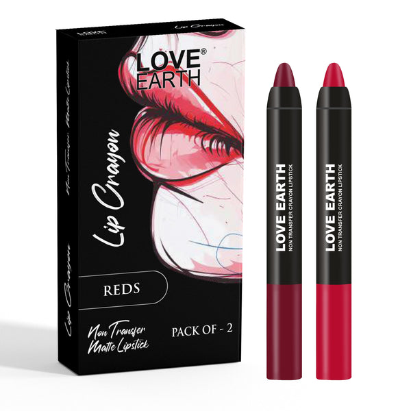 Love Earth Lip Crayon Non-Transfer Lipstick Reds - Pack Of 2