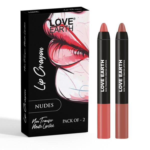 Love Earth Lip Crayon Non-Transfer Lipstick Nudes - Pack Of 2