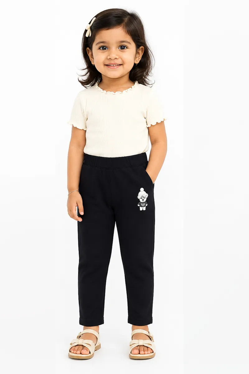 Girl's Denim Solid Casual Jeggings - Black - View 4