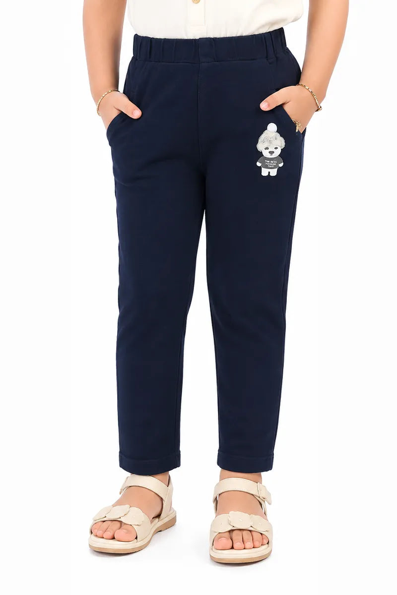 Girl's Denim Solid Casual Jeggings - Navy Blue - View 9