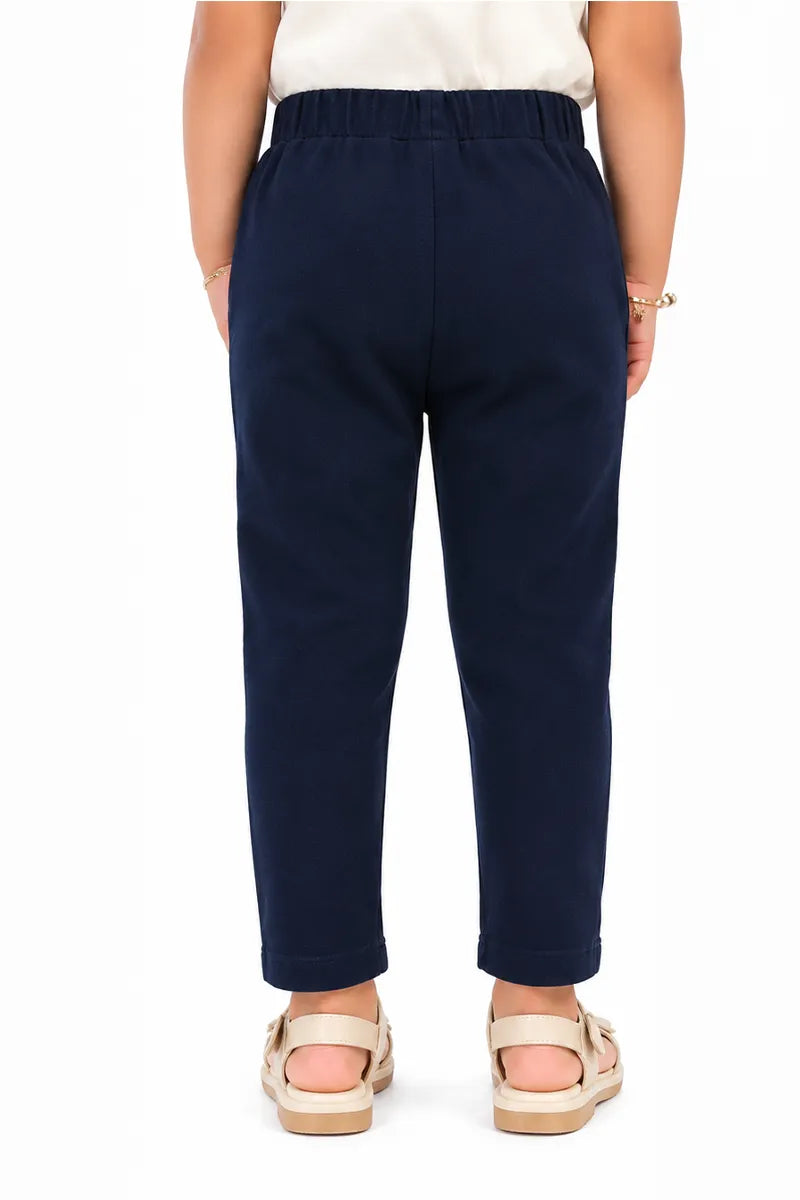 Girl's Denim Solid Casual Jeggings - Navy Blue - View 11