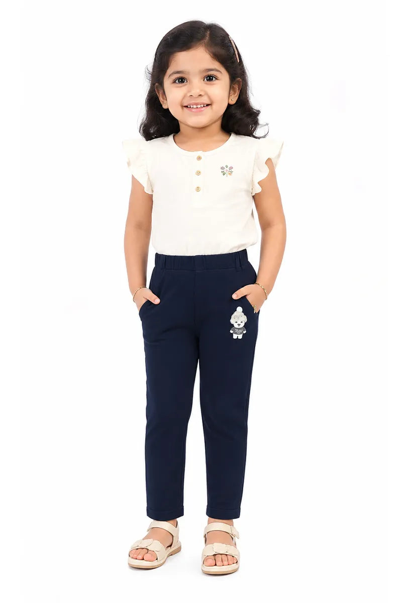 Girl's Denim Solid Casual Jeggings - Navy Blue - View 12