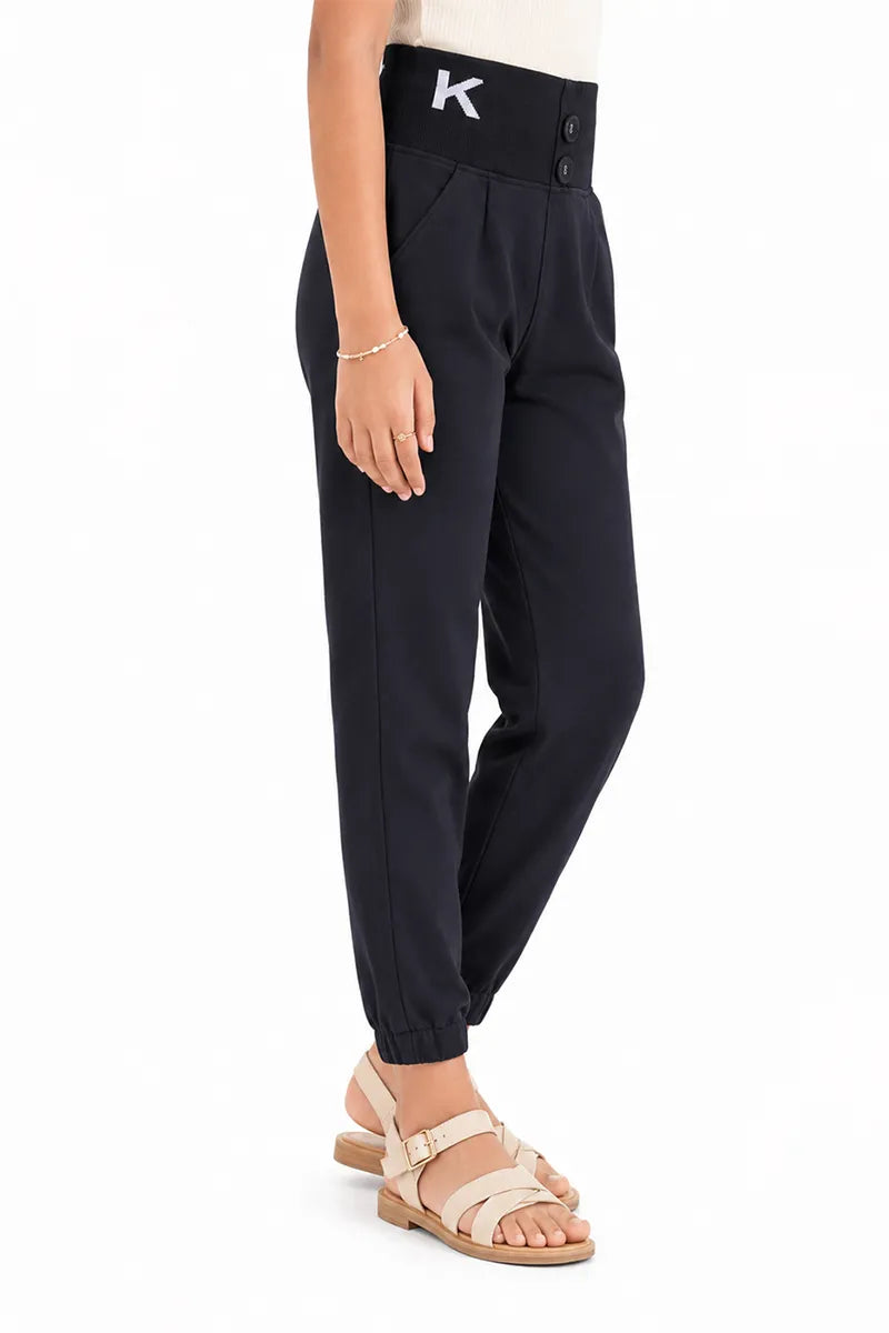Girl's Lycra Solid Skinny Fit Joggers - Grey - View 10