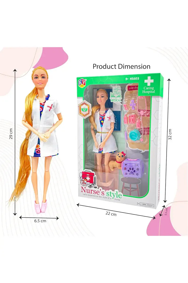 Kiddy Nurse's Style Barbie Doll Set