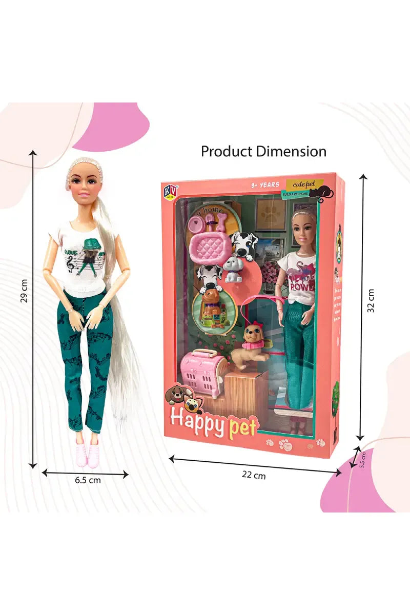 Alia Barbie Doll Set - Happy Pet Doll Set
