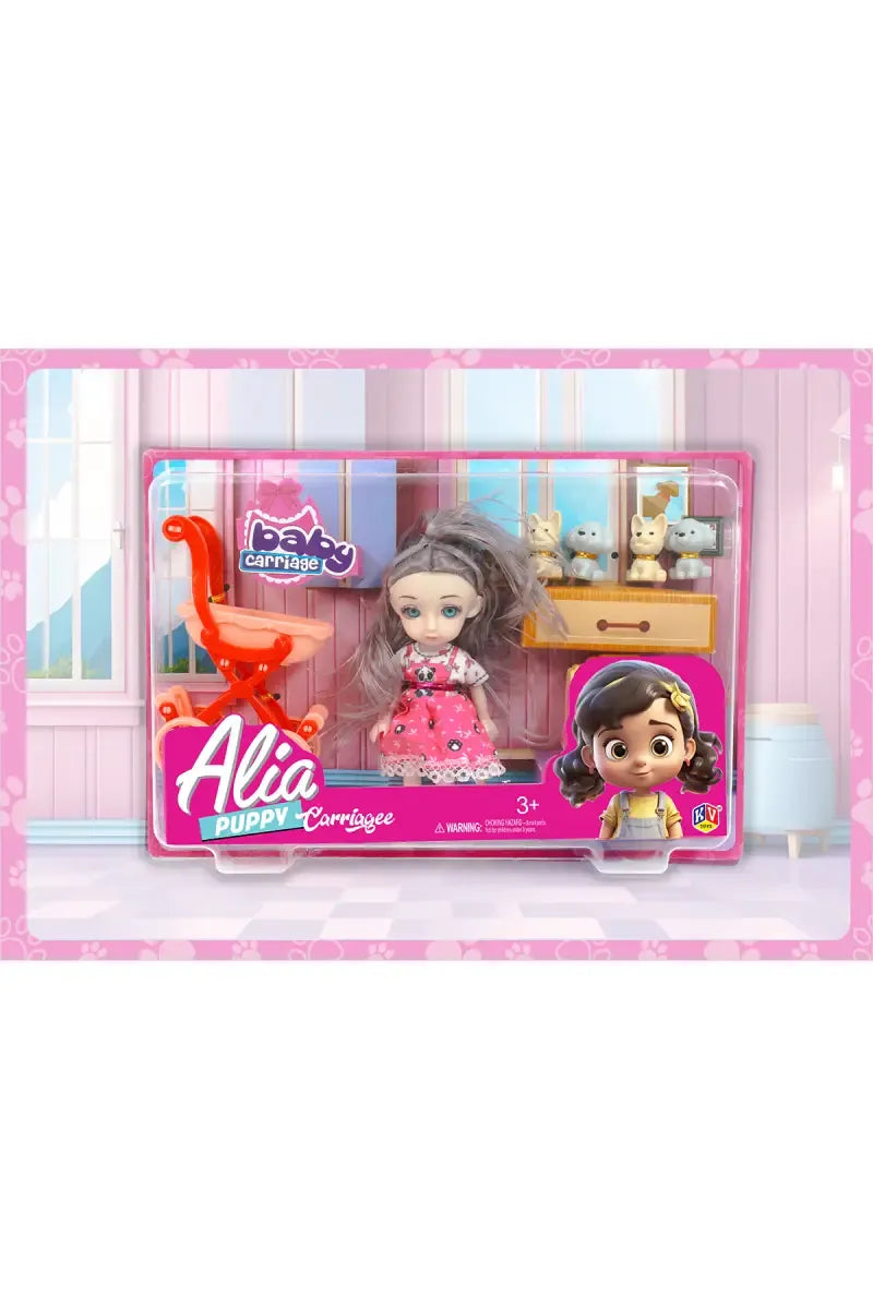 Alia Puppy Carriage Barbie Doll Set