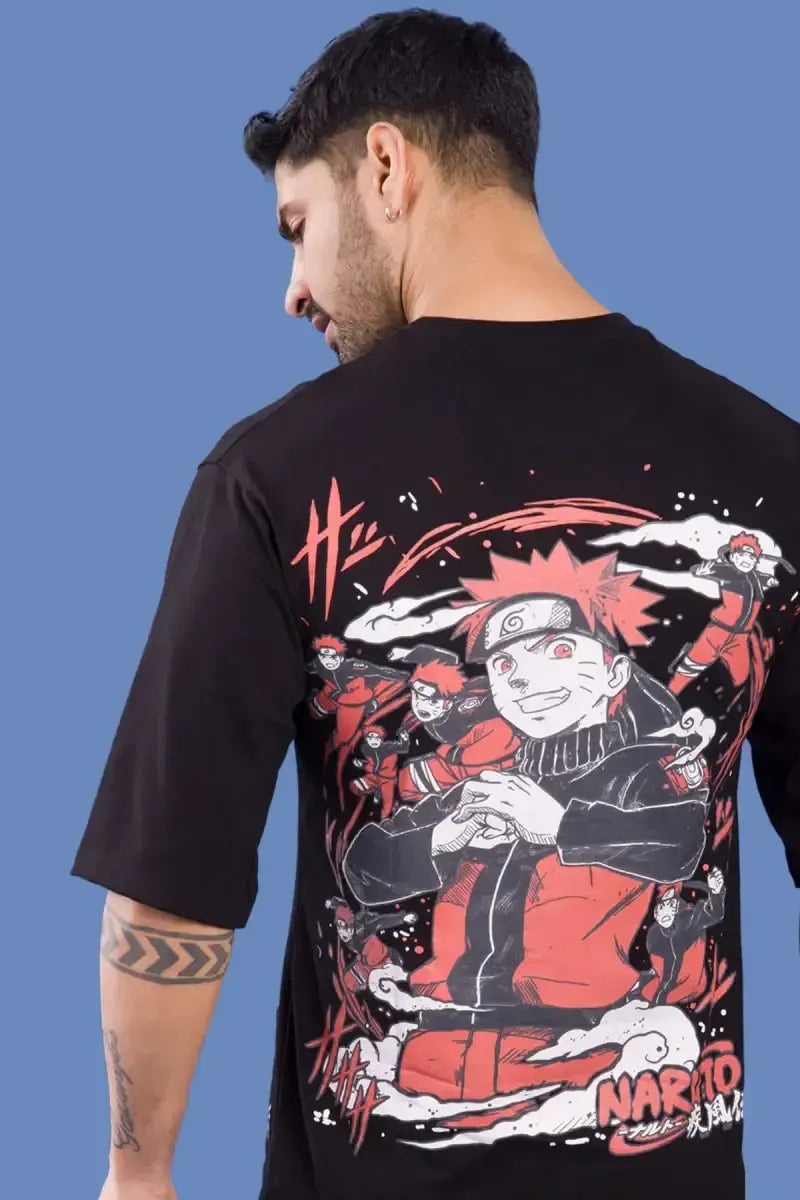 Men's Printed Drop Shoulder T-shirt - Sky Floter's (Style men026543) - Black
