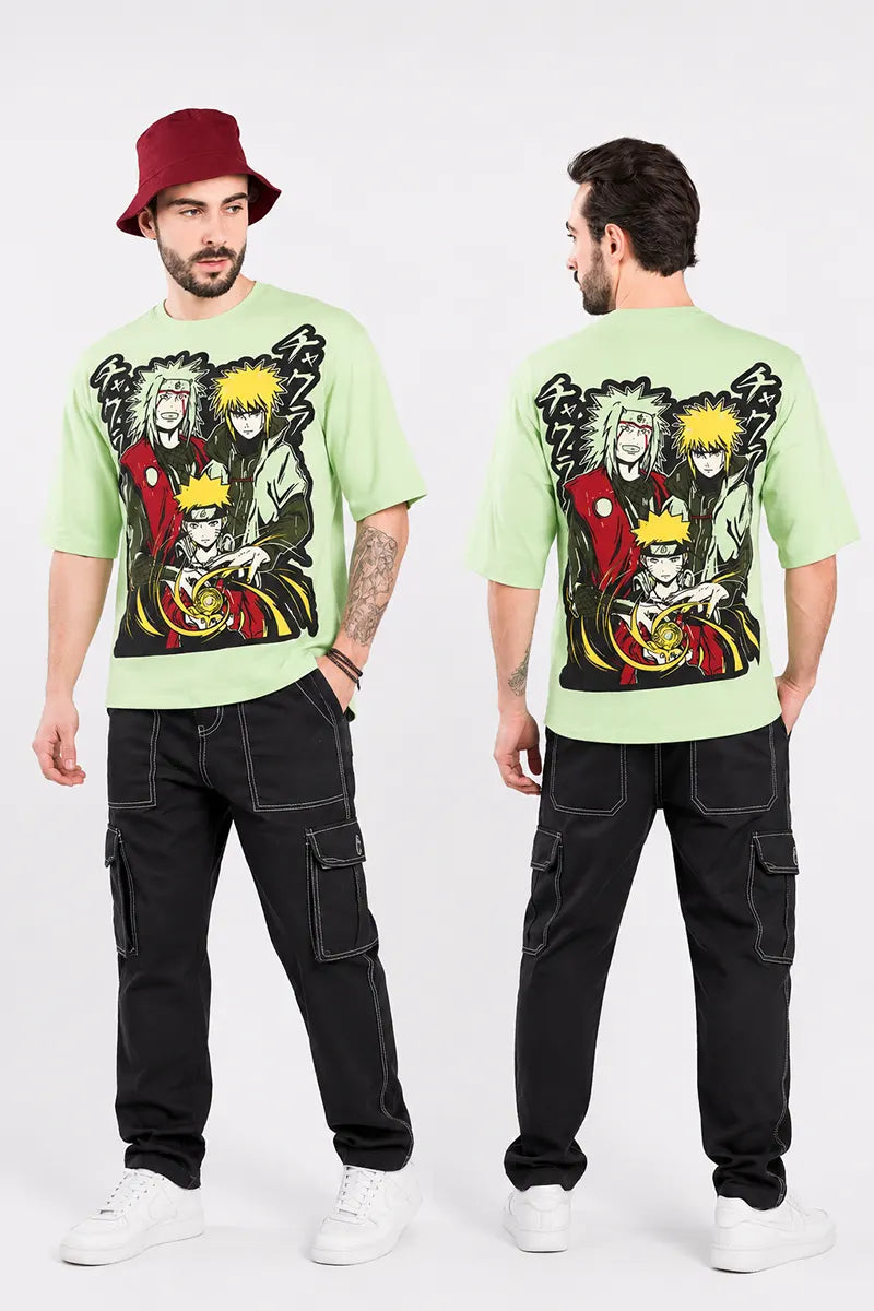Printed Drop Shoulder T-shirt for Men - Sky Floter's - Green