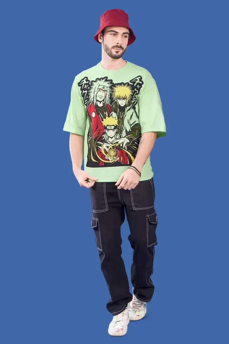 Printed Drop Shoulder T-shirt for Men - Sky Floter's - Green