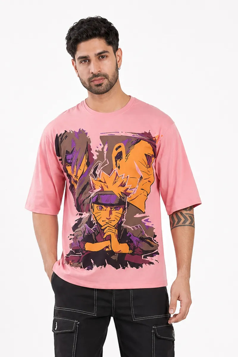 Men's Printed Drop Shoulder T-shirt - Sky Floter's (Style men026546) - Pink