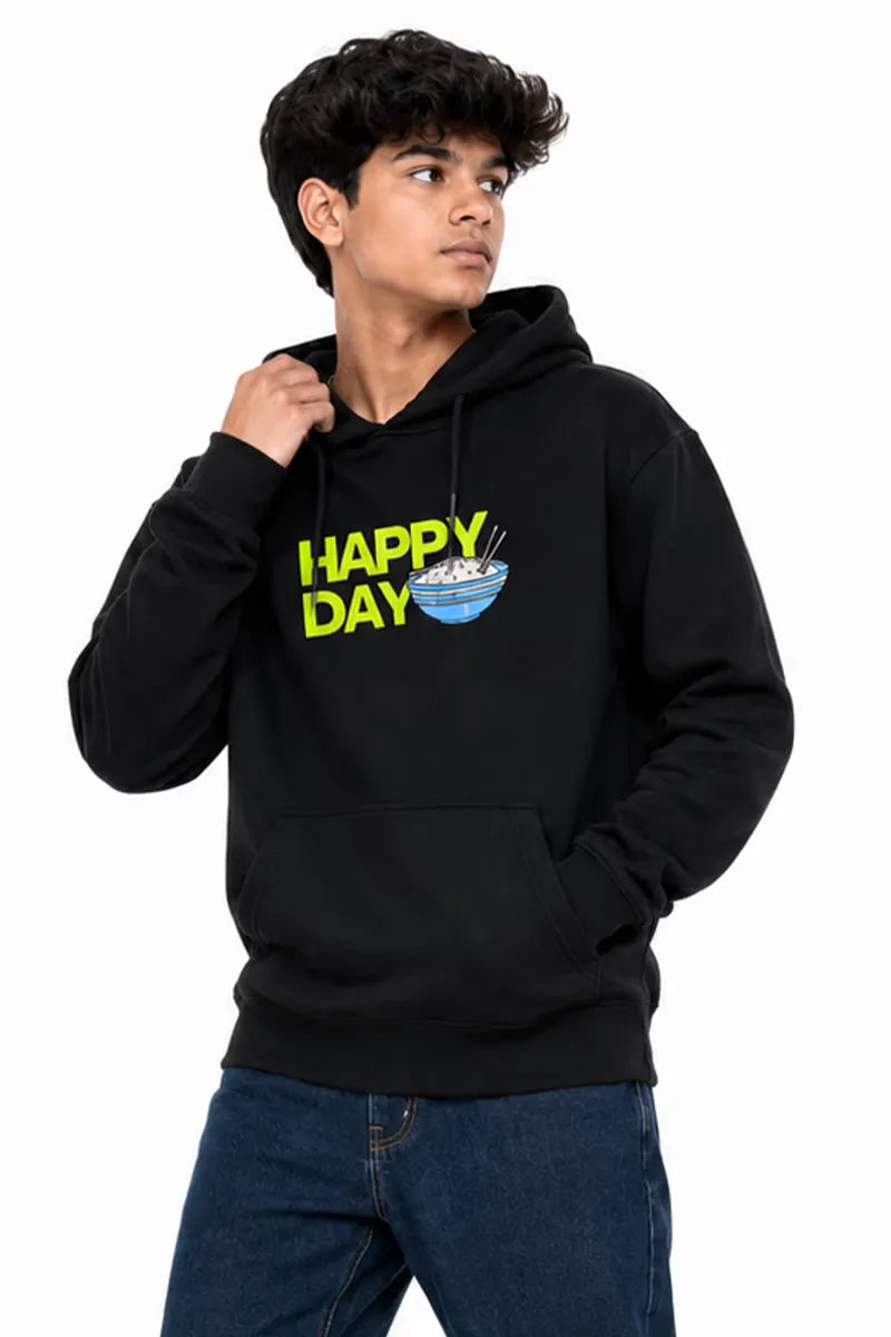 Cotton Printed Hoodie for Boy - Black - View 2