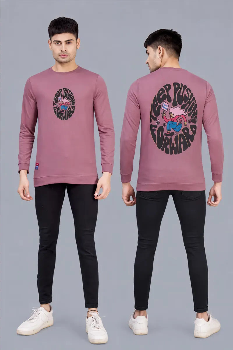 Men's Cotton Blend Printed Sweatshirts - Mauve