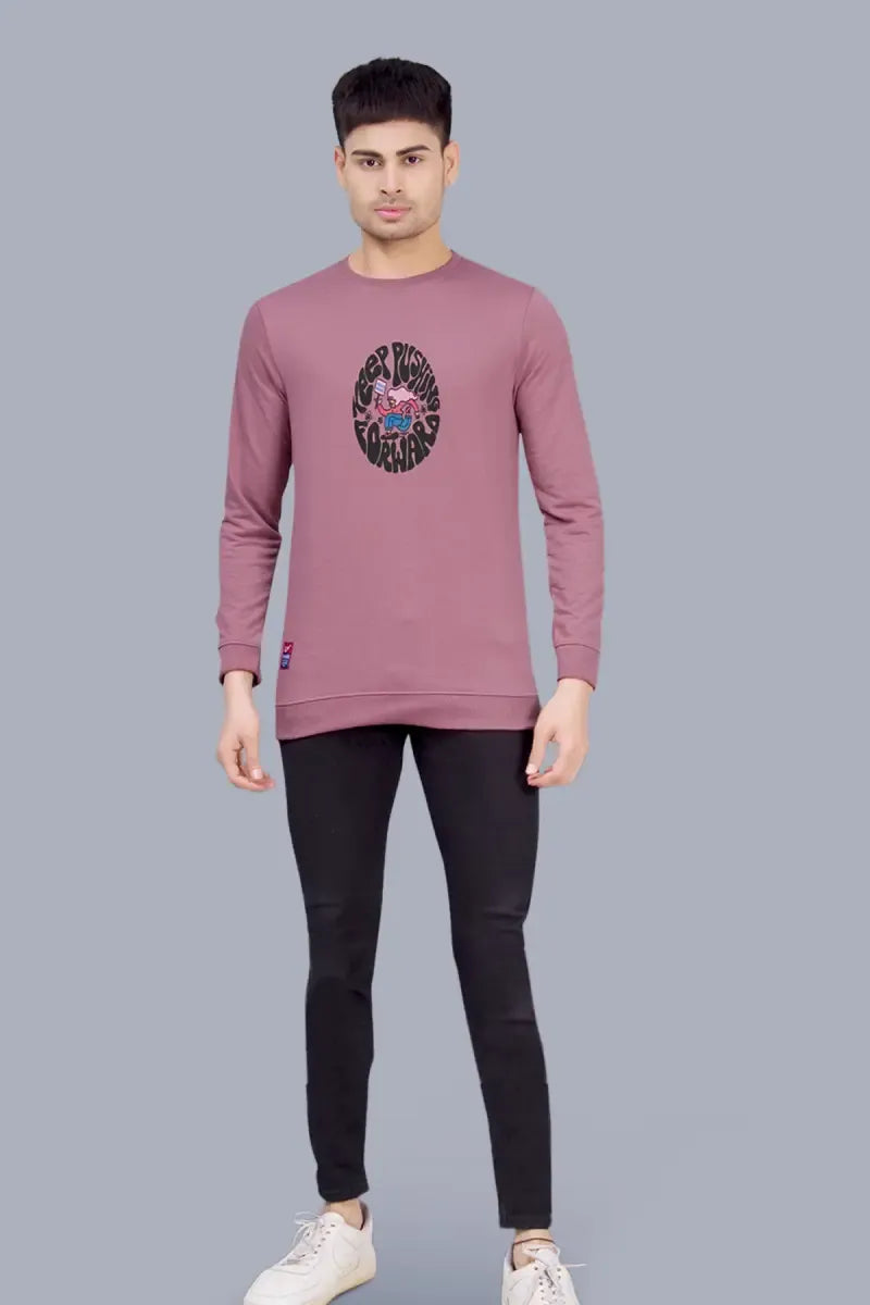Men's Cotton Blend Printed Sweatshirts - Mauve
