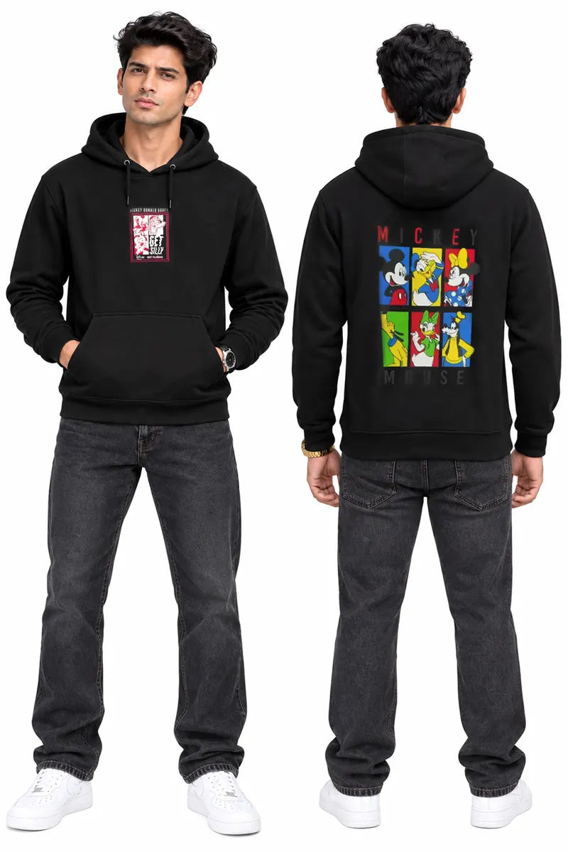 Cotton Graphic Print Hoodie for Men - Sky Floter's (Style men026892) - Black