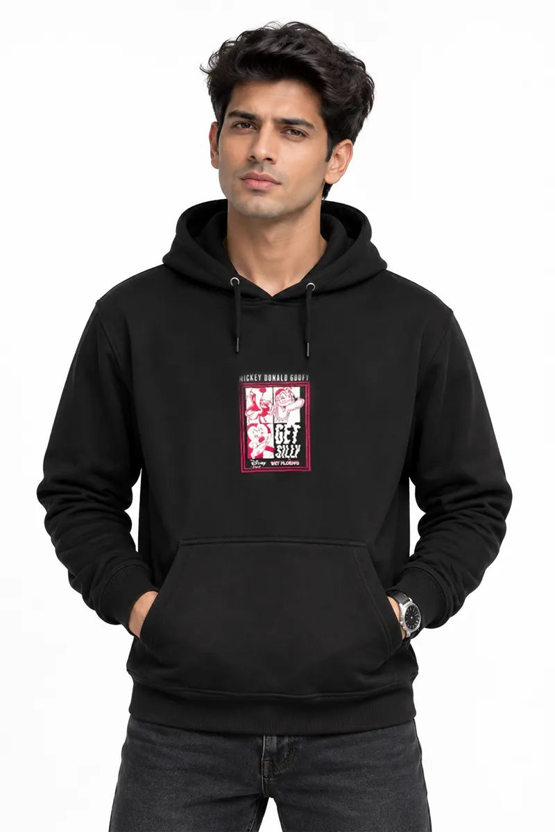 Cotton Graphic Print Hoodie for Men - Sky Floter's (Style men026892) - Black