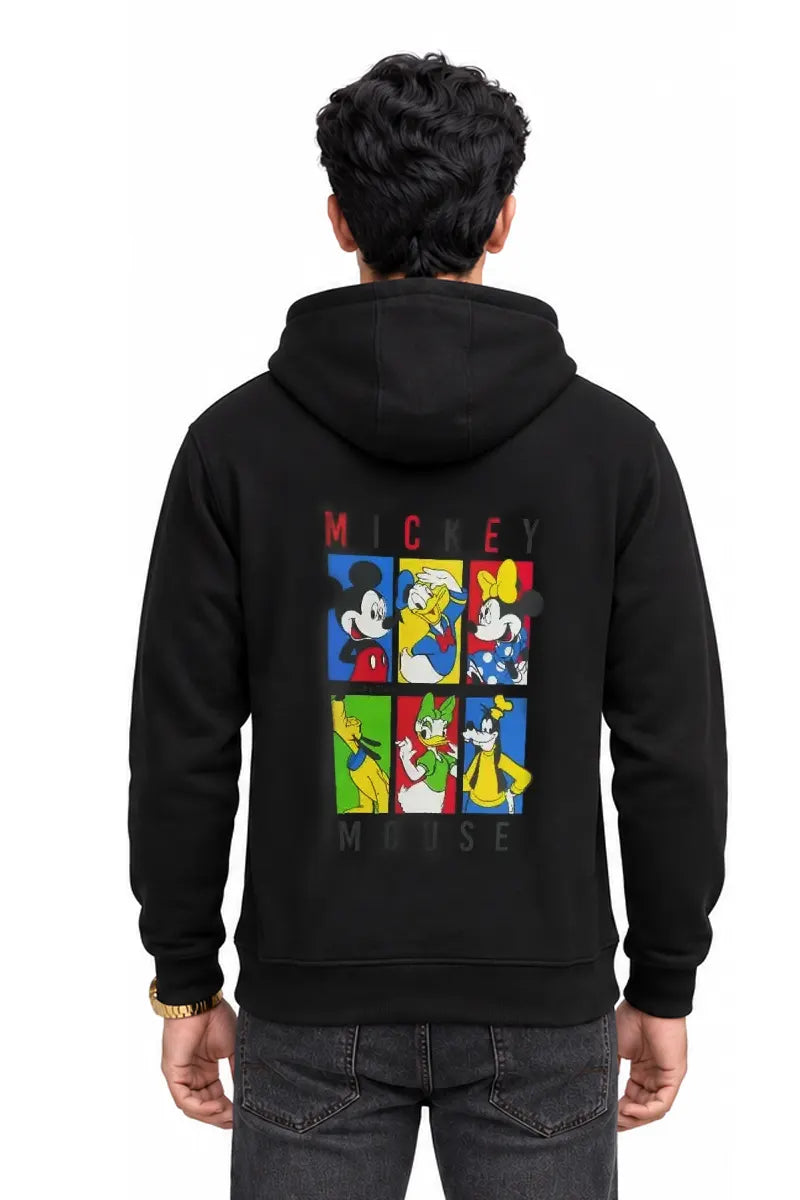 Cotton Graphic Print Hoodie for Men - Sky Floter's (Style men026892) - Black