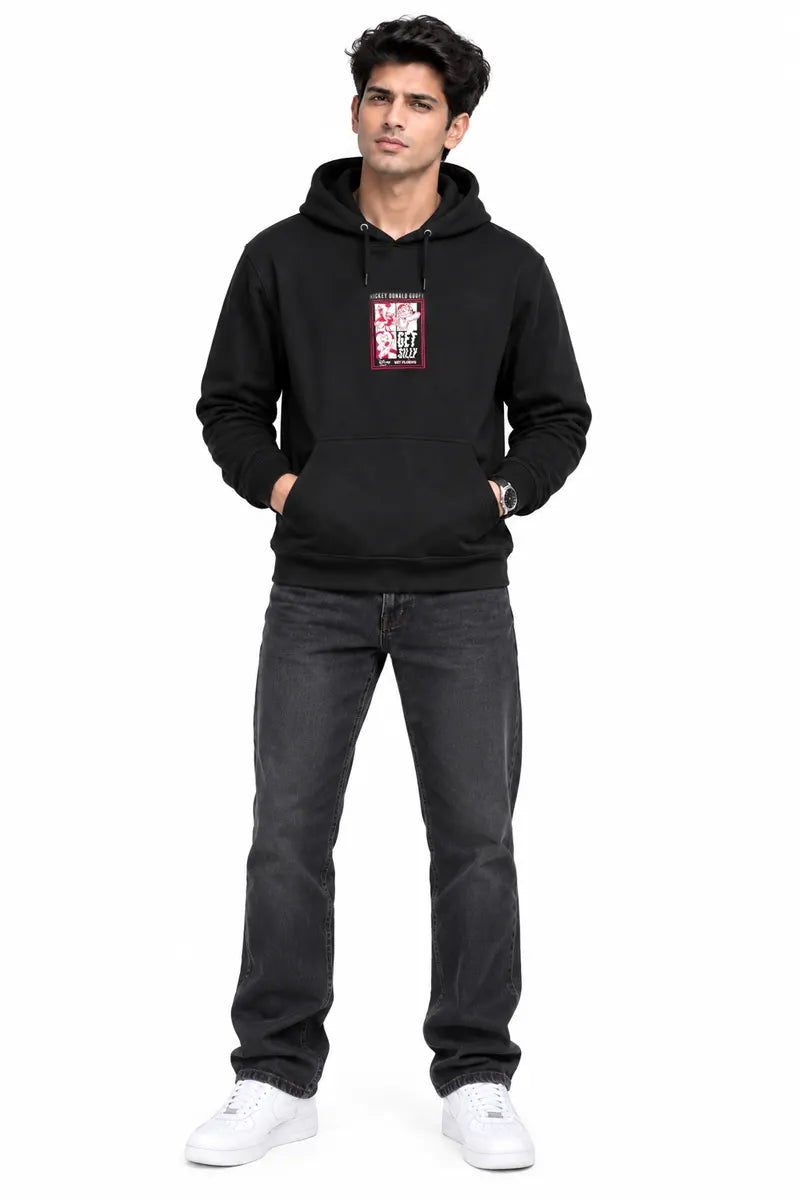 Cotton Graphic Print Hoodie for Men - Sky Floter's (Style men026892) - Black