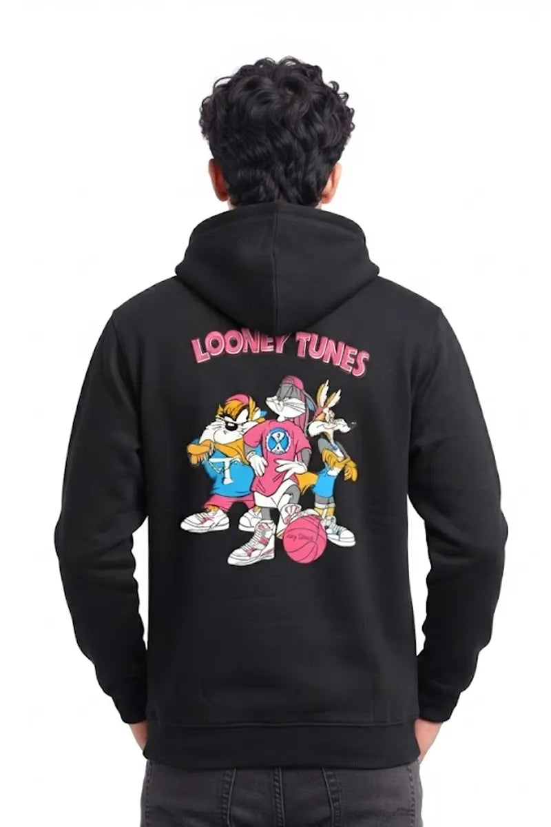 Cotton Graphic Print Hoodie for Men - Sky Floter's (Style men026893) - Black