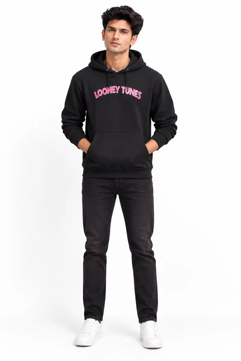 Cotton Graphic Print Hoodie for Men - Sky Floter's (Style men026893) - Black