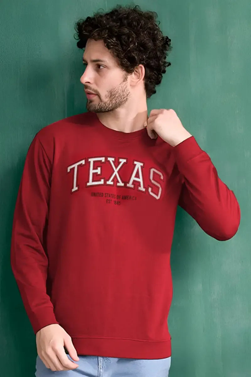 Cotton Typographic Print Sweatshirts for Men - Sky Floter's (Style men027235) - Red