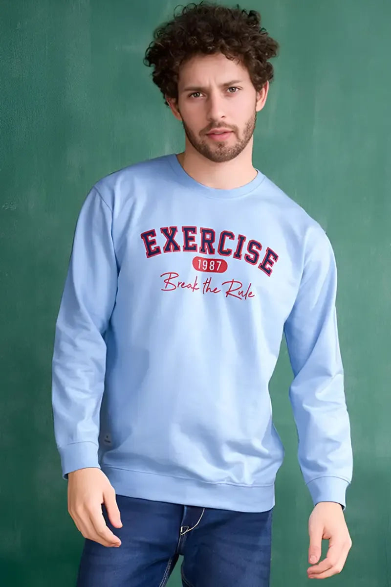 Typographic Print Sweatshirts for Men - Blue