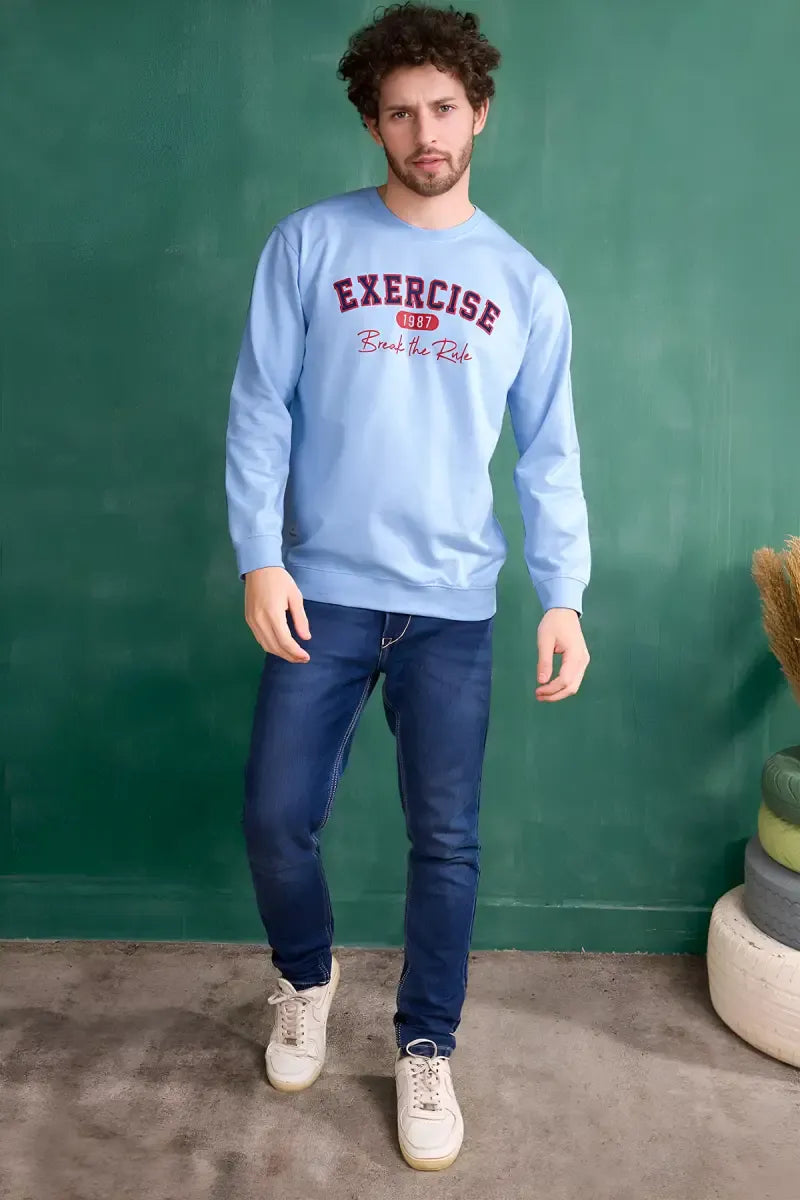 Typographic Print Sweatshirts for Men - Blue