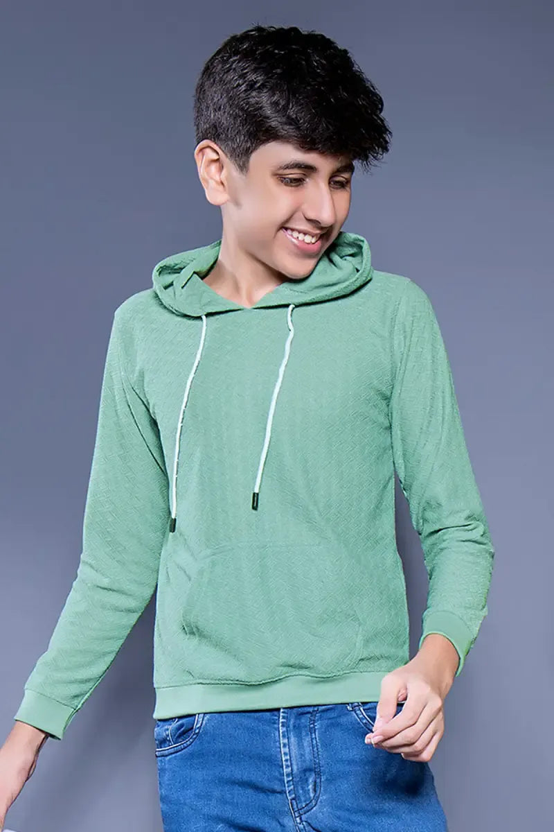 Self Design Cotton Hoodie for Boys - Grey - View 17