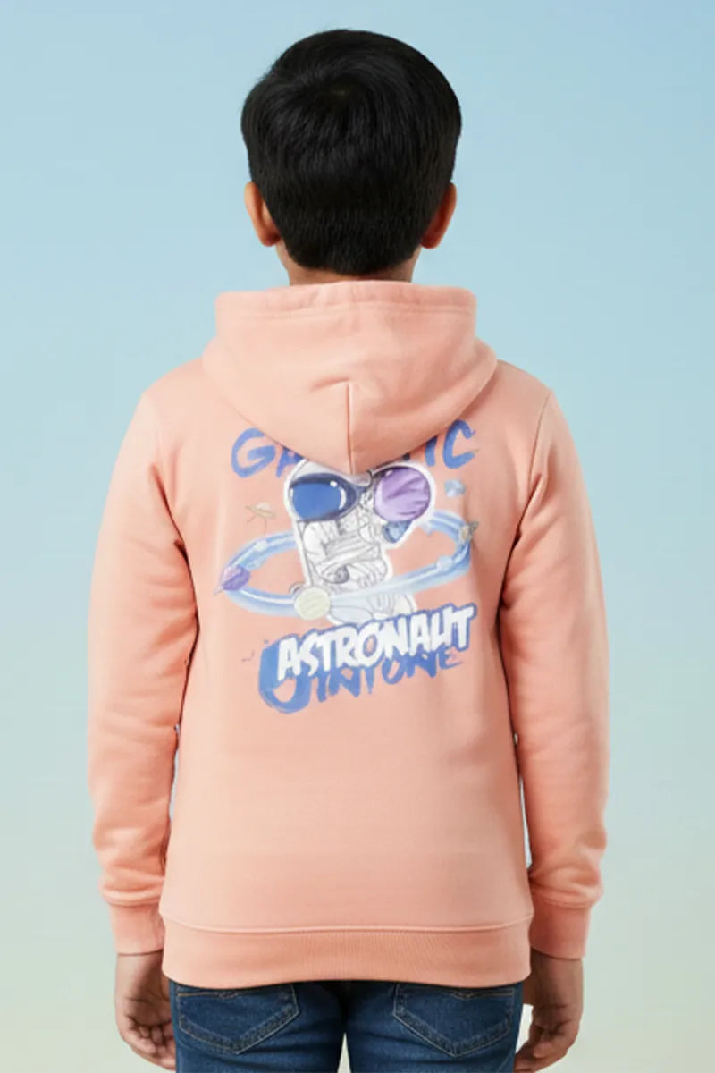 Printed Cotton Casual Hoodie for Boys - Peach - View 4