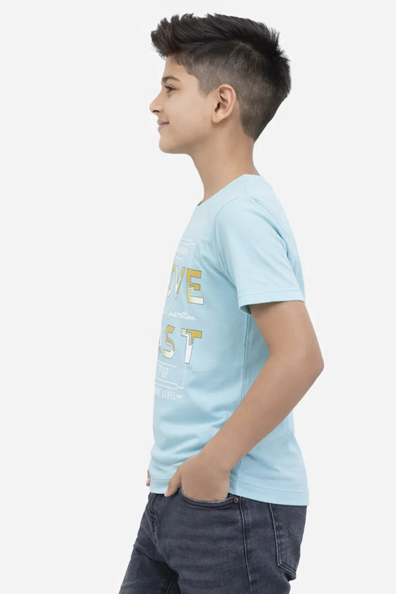 Boy's Cotton Rayon Typography Printed T-Shirt - Grey - View 2