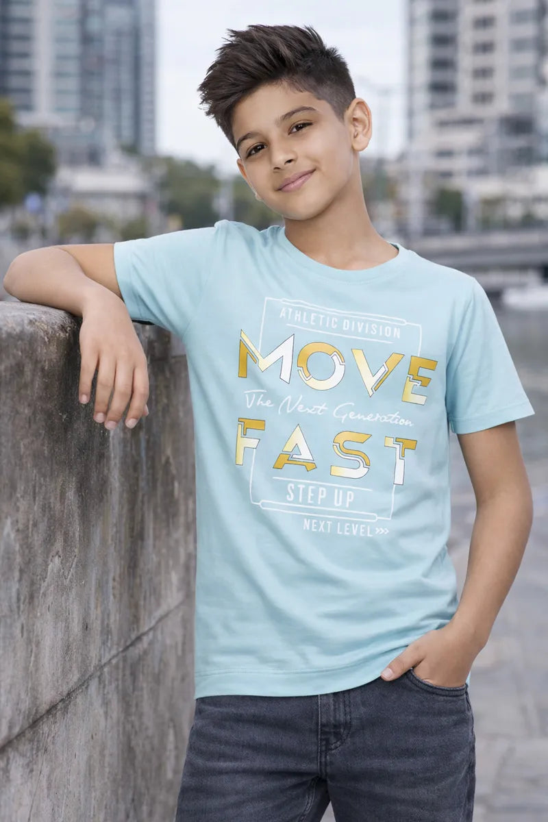 Boy's Cotton Rayon Typography Printed T-Shirt - Grey - View 4